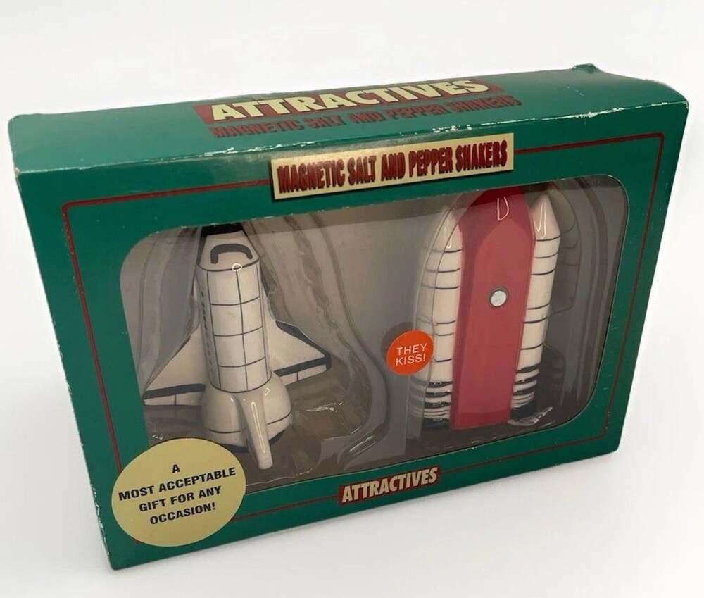 Pacific Trading Magnetic Space Shuttle Salt & Pepper Shaker Set, Ceramic